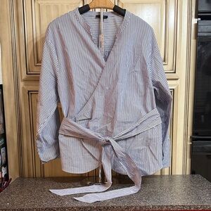 J. Crew Blue and White Striped Blouse